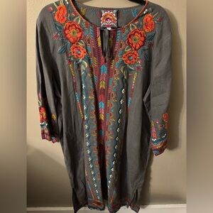 Johnny Was Los Angeles Embroidered Tunic Dress XL Boho